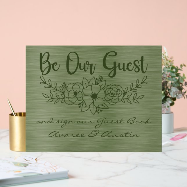 Be Our Guest and Sign Our Guestbook Green Wedding Acrylschild (Hochzeit)