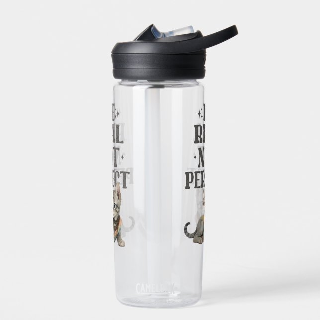 Be real not perfect Tie dye kitten Peace Hippie  Trinkflasche (Links)