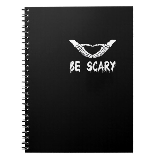 Be Scary Halloween Skeleton Over Heart Notizblock (Vorderseite)