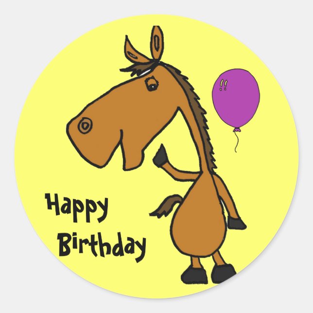 BE- Stickers Anniversaire de Cheval Drôle (Devant)