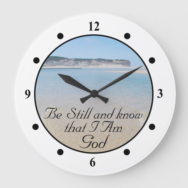 Be Still and Know I AM GOD Scripture Psalm 46:10 Große Wanduhr (Vorderseite)