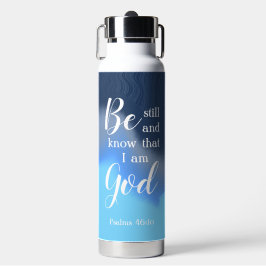 Be Still And Know | Modern Blue Swirl Personalized Trinkflasche