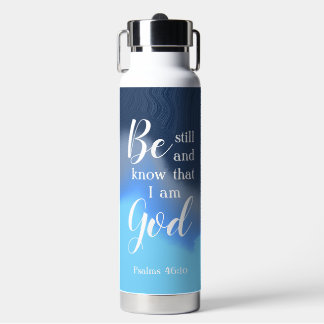 Be Still And Know | Modern Blue Swirl Personalized Trinkflasche