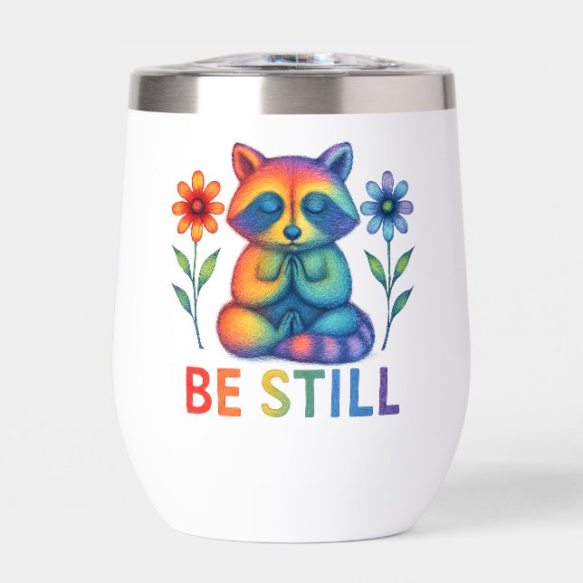 Be Still - Médaille & Prière Rainbow Raccoon (Avant)