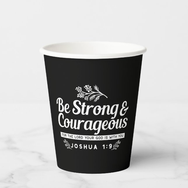 Be Strong and Courageous – Joshua 1:9 Bible Verse  Pappbecher (Vorderseite)