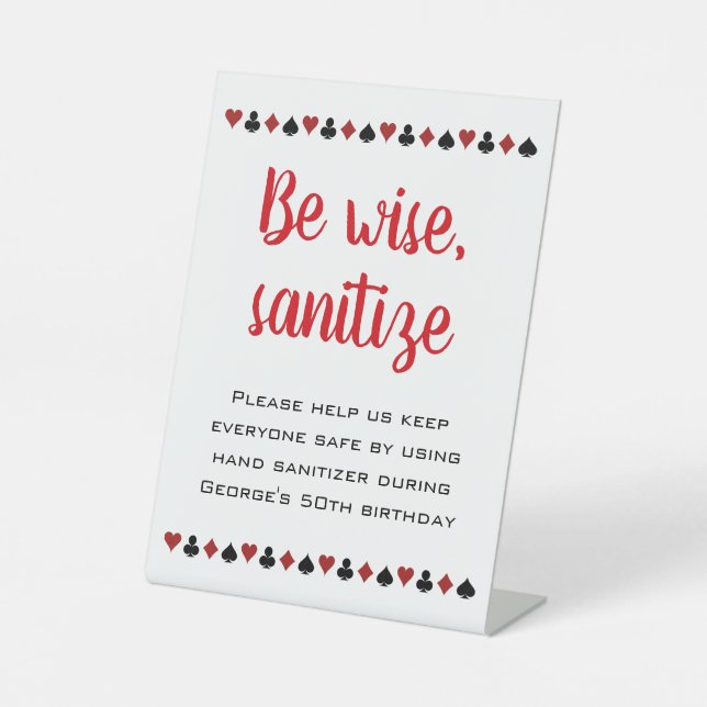 Be Wise Sanitize Casino Geburtstag Sockelschild (Vorderseite)