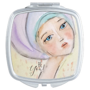"Be You" Giro Lila Turban Pastel Watercolor Taschenspiegel