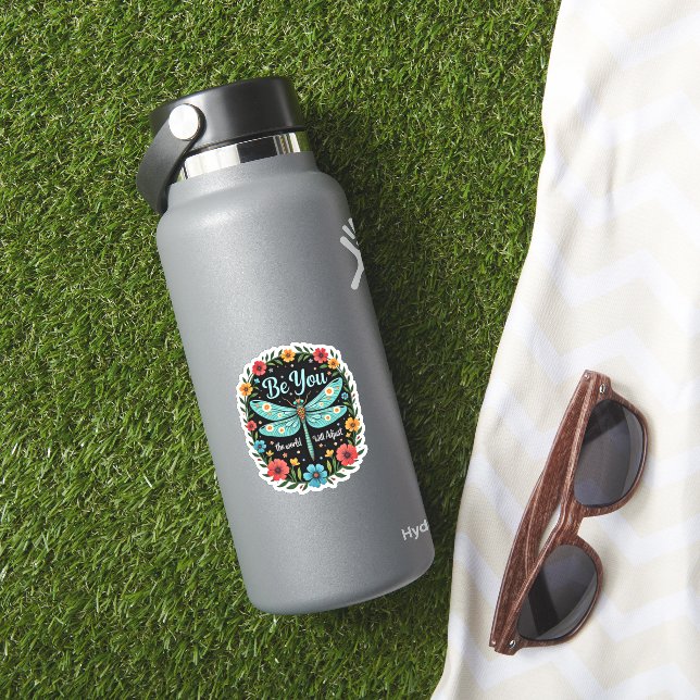 Be You The World Will Adjust - Dragonfly (1) Aufkleber (HydroFlask Insitu)
