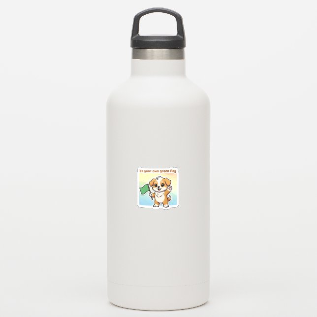 Be Your Own Green Flag Sticker – Cute Self Love (Wasserflasche)