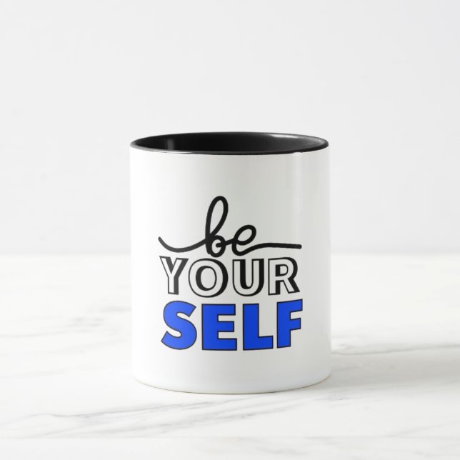 "Be Your Self" Inspirational Black and White Mug (Centre)