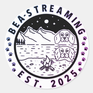 Bea-Streaming-Aufkleber mit Lila Trimm Runder Aufkleber