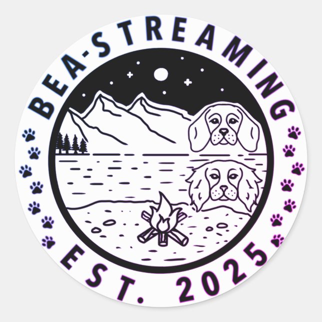 Bea-Streaming-Aufkleber mit Lila Trimm Runder Aufkleber (Vorderseite)