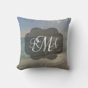 Beach-3-Letter-Monogramm-Initialen Ozean Kissen