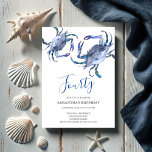 Beach 40. Geburtstag Einladung Crab Boil<br><div class="desc">Do Tell A Belle's Beach 40. Geburtstag Einladung umrahmt Ihre Veranstaltungsdetails mit einer Top-Grenze von blauen Aquarellkrebsen. Eine passende Farbe schmückt die Rückseite Ihrer Einladung. Eine schicke und dennoch moderne Wahl für Ihre Geburtstagsparty oder Krabbenkochen. Wörter können in 60., 70., 80. oder was auch immer Sie wollen geändert werden. Um...</div>