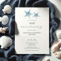 Beach 50. Hochzeit Jahrestag Einladung Starfish
