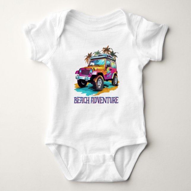 Beach Adventure Baby Bodysuit. Strampler (Vorderseite)