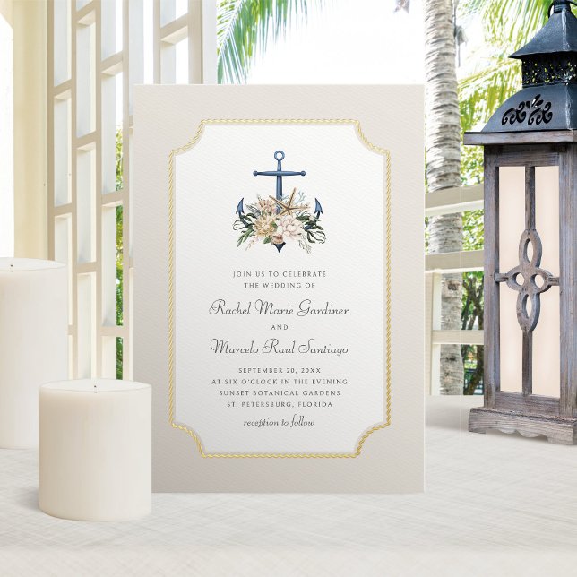Beach Anchor Nautical Wedding Folieneinladung (Von Creator hochgeladen)