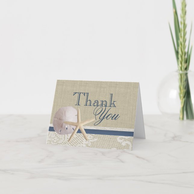 Beach and Burlap Navy Blue Vielen Dank Dankeskarte (Vorderseite)