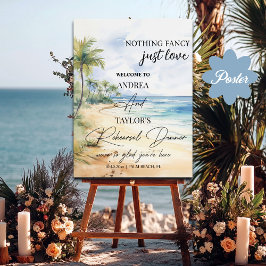 Beach and Palm Trees Rehearsal Dinner Welcome Poster