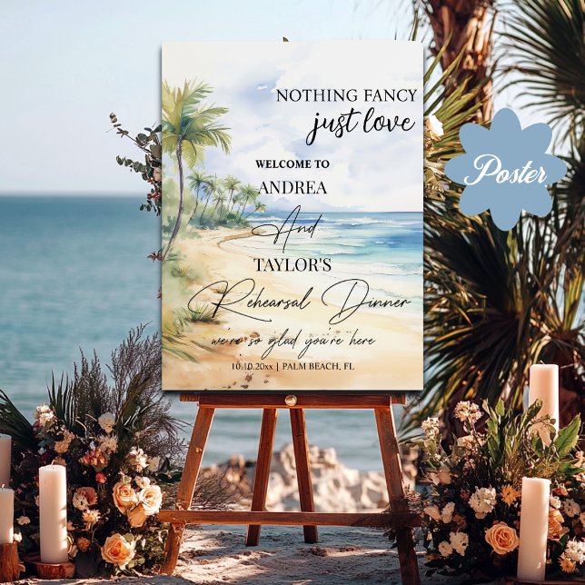 Beach and Palm Trees Rehearsal Dinner Welcome Poster (Von Creator hochgeladen)