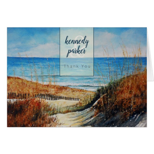 Beach And Sand Dunes Wedding | Thank You (Vorderseite (Horizontal))