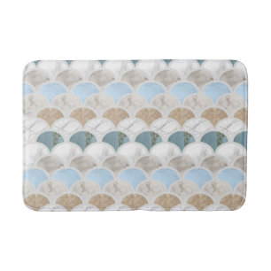 Beach Aqua Blue White Marble Pastel Mermaid Scales Badematte