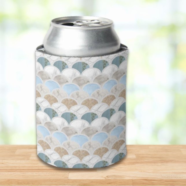 Beach Aqua Blue White Marble Pastel Mermaid Scales Dosenkühler (beach aqua blue white marble pastel mermaid scales can cooler)