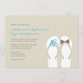 Beach Aqua Flip Flops Hochzeit in Urlaubsort laden Einladung
