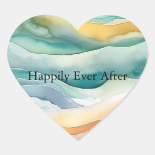 Beach Aqua Green Ocean Cream Sand Wedding Herz-Aufkleber