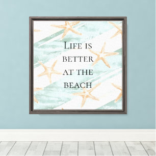 Beach Aqua Mint Starfish Streifen Leinwanddruck