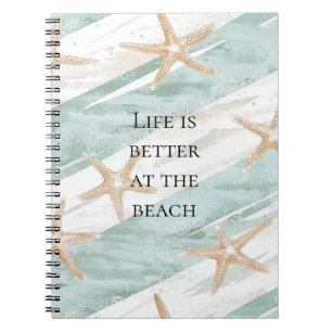 Beach Aqua Mint Starfish Streifen Notizblock