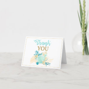 Beach Aqua und Gold Danke, dass Sie Card Stationie Dankeskarte