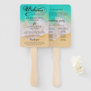 beach   Aquamarines Hochzeitsprogramm Hand Fan Fächer