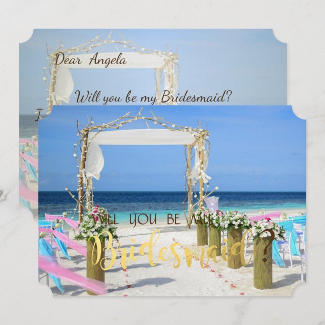 Beach Arbor Floral Bridesmaid Card Einladung (Vorne/Hinten)