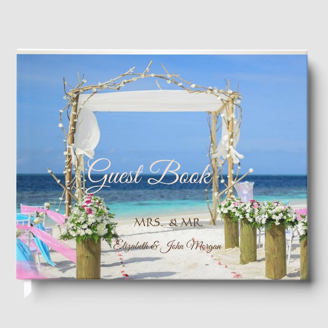 Beach Arbor Floral Wedding Gästebuch (Vorderseite)
