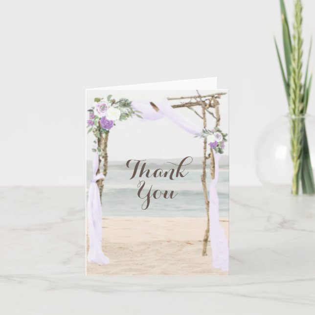 Beach Arbor Lavender Mariage Carte de remerciement (Devant)