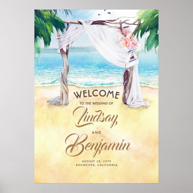 Beach Arbor Wedding Welcome Sign Poster (Vorne)