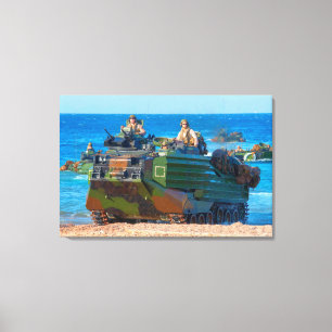 BEACH ARMOR - Angriff Amphibienfahrzeug 24x36 Leinwanddruck