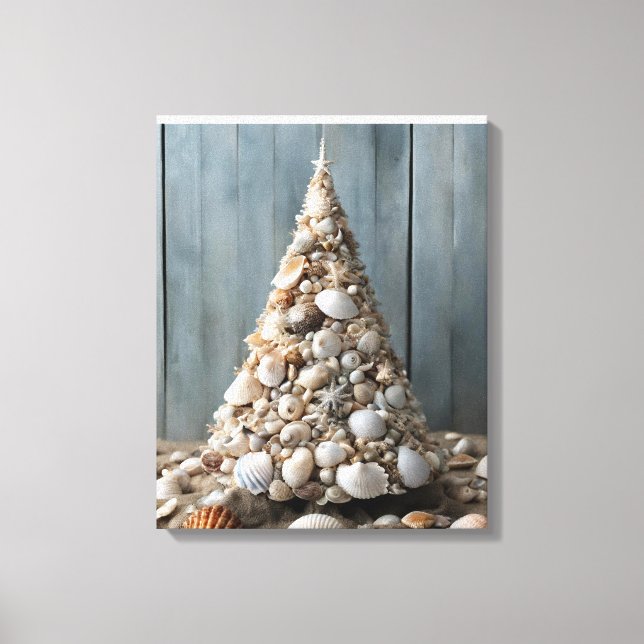 Beach Art Seashells Weihnachtsbaumdekor an der Küs Leinwanddruck (Vorderseite)