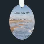 Beach at Ocean City, Maryland Ornament<br><div class="desc">Tide rolling onto the beach at Ocean City, Maryland in autumn</div>