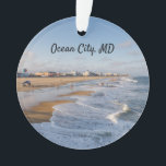 Beach at Ocean City, Maryland Ornament<br><div class="desc">Tide rolling onto the beach at Ocean City, Maryland in autumn</div>