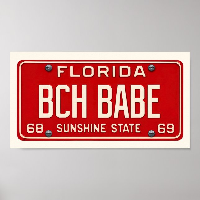 Beach Babe | Coastal Retro Florida License Plate Poster (Vorne)