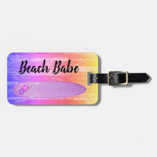 "Beach Babe", Hibiskus-Surfbrett-Design Gepäckanhänger