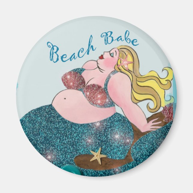 Beach Babe Mermaid Magnete Magnet (Vorne)