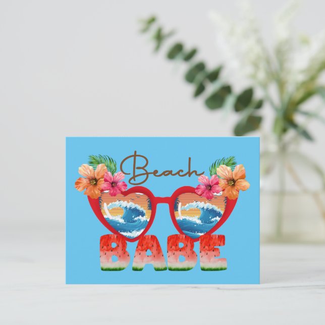 Beach Babe Postcard Postkarte (Stehend Vorderseite)