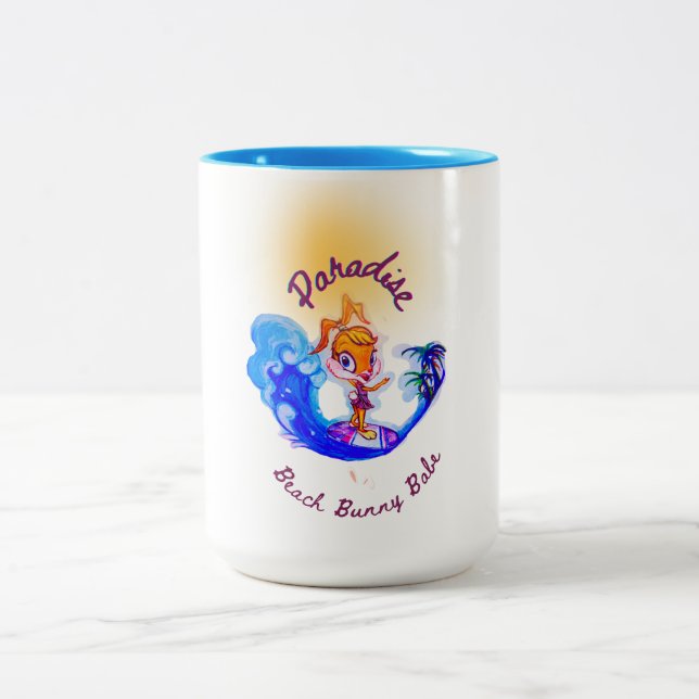 "Beach Babe Surfer" Zweifarbige Tasse (Mittel)