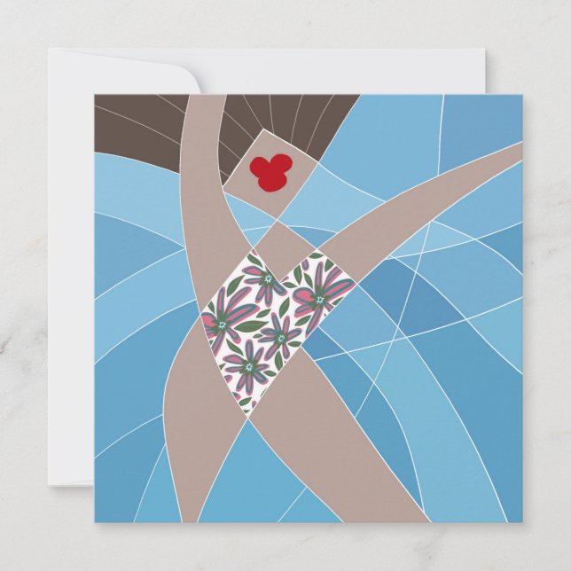 Beach Babe Swimsuit Model Fashion Illustration Karte (Vorderseite)