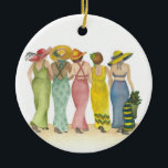 Beach Babes Keramik Ornament<br><div class="desc">For all my original watercolor paintings in the shop, I use the 'limited palette'. Red, Yellow, Blue. This produces all the shades and hues you see in my paintings. Red, yellow and blue transparent watercolor in both warm and cool shades can be mixed to obtain any color in the spectrum....</div>