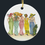 Beach Babes Keramik Ornament<br><div class="desc">For all my original watercolor paintings in the shop, I use the 'limited palette'. Red, Yellow, Blue. This produces all the shades and hues you see in my paintings. Red, yellow and blue transparent watercolor in both warm and cool shades can be mixed to obtain any color in the spectrum....</div>