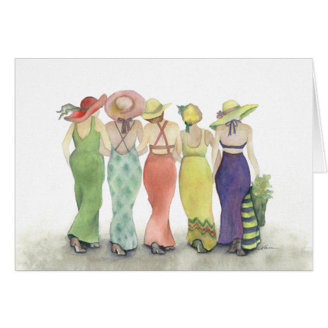Beach Babes tanzen in der Regenkarte (Vorderseite (Horizontal))